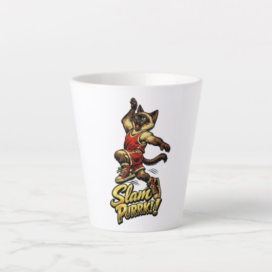 Personalized Siamese Basketball Cat Latte Mug Mok (Voorkant)