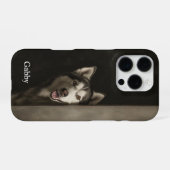 Personalized Siberian Husky Portrait iPhone Hoesje (Achterkant horizontaal)