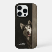 Personalized Siberian Husky Portrait iPhone Hoesje (Achterkant)