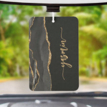 Personalized Signature Black Gold Agate