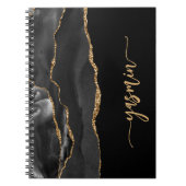 Personalized Signature Black Gold Agate Notitieboek (Voorkant)