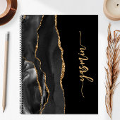 Personalized Signature Black Gold Agate Notitieboek
