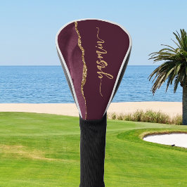 Personalized Signature Burgundy Gold Agate Golfheadcover