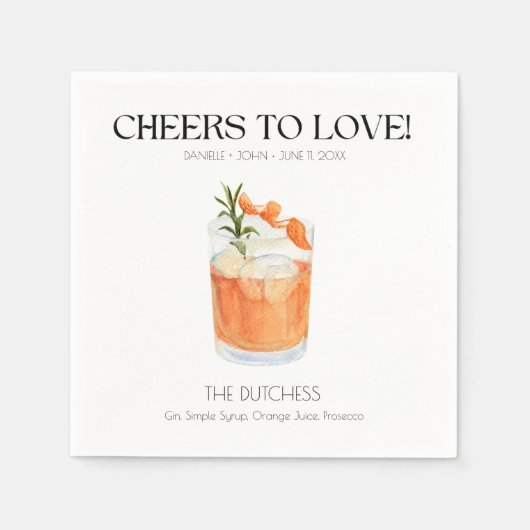 Personalized Signature Drink Wedding Napkins Servet (Voorkant)
