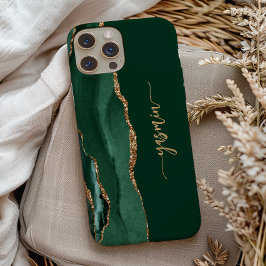 Personalized Signature Emerald Green Gold Agate Case-Mate iPhone Case