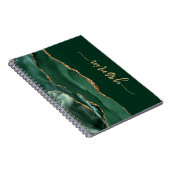 Personalized Signature Emerald Green Gold Agate Notitieboek (Rechterzijde)