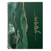 Personalized Signature Emerald Green Gold Agate Notitieboek (Voorkant)