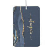 Personalized Signature Navy Blue Gold Agate Luchtverfrisser (Voorkant)
