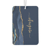 Personalized Signature Navy Blue Gold Agate Luchtverfrisser (Achterkant)