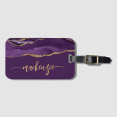 Personalized Signature Purple Gold Agate Bagagelabel (Voorkant (horizontaal))