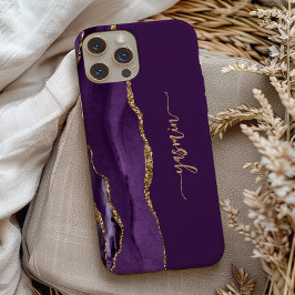 Personalized Signature Purple Gold Agate Case-Mate iPhone Case