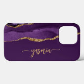 Personalized Signature Purple Gold Agate Case-Mate iPhone Case (Achterkant (horizontaal))