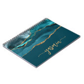 Personalized Signature Teal Blue Gold Agate Notitieboek (Linkerzijde)