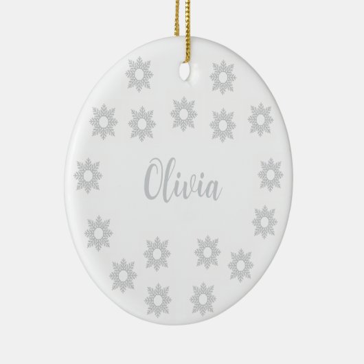 Personalized Silver Christmas  Keramisch Ornament (Rechts)