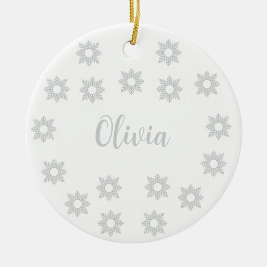 Personalized Silver Christmas  Keramisch Ornament (Voorkant)