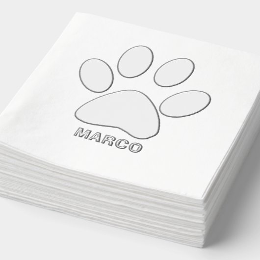 Personalized Silver Foiled Dog Paw Image Folie Servetten (Detail)