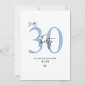 Personalized Simple 30th Birthday Card Son Kaart (Voorkant)