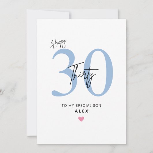 Personalized Simple 30th Birthday Card Son Kaart (Voorkant)