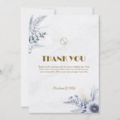 Personalized Simple Blue Flowers Wedding Bedankkaart (Voorkant)