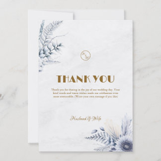 Personalized Simple Blue Flowers Wedding Bedankkaart