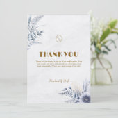 Personalized Simple Blue Flowers Wedding Bedankkaart (Staand voorkant)