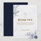 Personalized Simple Blue Flowers Wedding Bedankkaart (Voorkant / Achterkant)