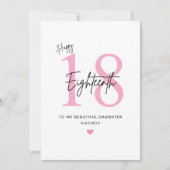 Personalized Simple Daughter 18th Birthday Card Kaart (Voorkant)