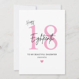 Personalized Simple Daughter 18th Birthday Card Kaart