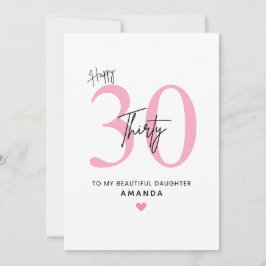Personalized Simple Daughter 30th Birthday Card Kaart