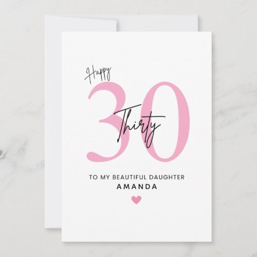 Personalized Simple Daughter 30th Birthday Card Kaart (Voorkant)