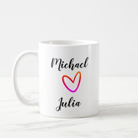 personalized simple minimal add your name red hear koffiemok (Links)