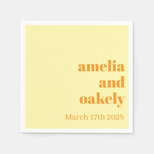 Personalized Simple Modern Minimal Mono Wedding  Servet (Voorkant)