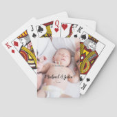 personalized simple monogram name first christmas pokerkaarten (Achterkant)