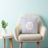 Personalized Simple Pastel Pink Blue Stripes  Kussen (Stoel)