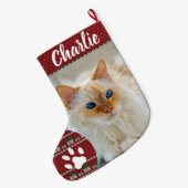 Personalized Simple Paw Pet Photo Monogram Name Grote Kerstsok (Achterkant (Hangend))