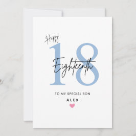 Personalized Simple Son 18th Birthday Card Kaart