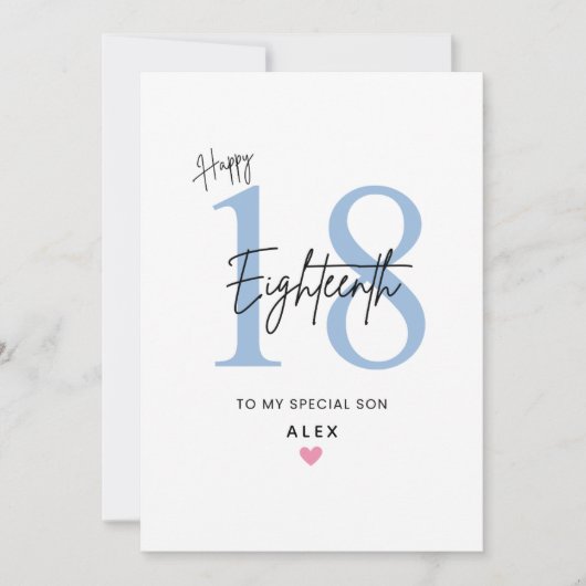Personalized Simple Son 18th Birthday Card Kaart (Voorkant)