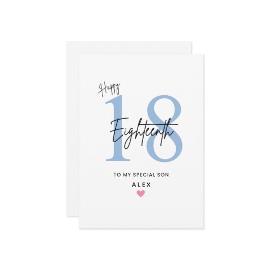 Personalized Simple Son 18th Birthday Card Kaart (Voorkant / Achterkant in situ)