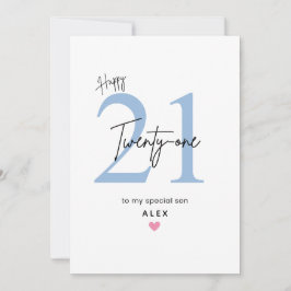 Personalized Simple Son 21st Birthday Card Kaart