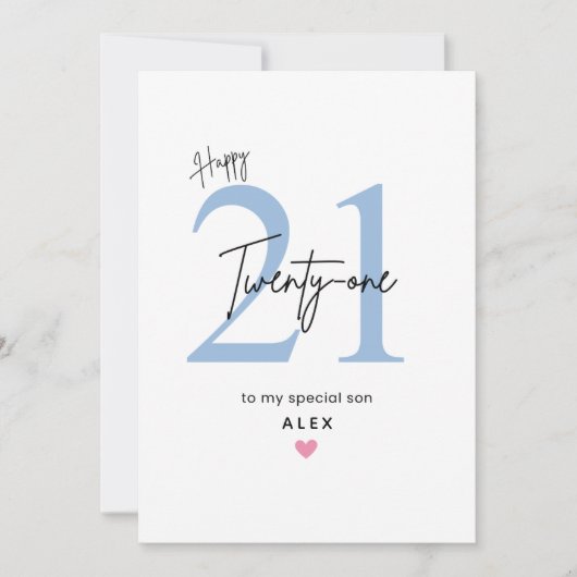 Personalized Simple Son 21st Birthday Card Kaart (Voorkant)