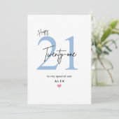 Personalized Simple Son 21st Birthday Card Kaart (Staand voorkant)