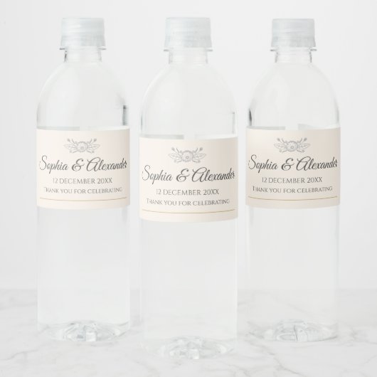 Personalized Simple Wedding Elegant Custom Waterfles Etiket (Flessen)