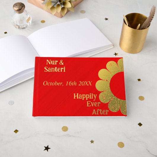 Personalized Simply Elegant Red Glamour Gastenboek (Voorkant open)