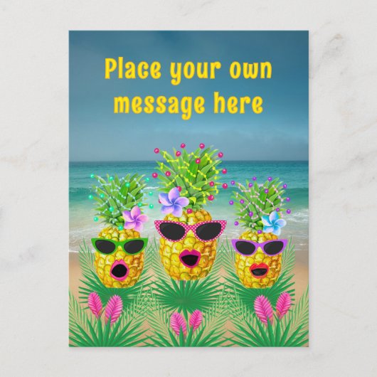 Personalized Singing Lady Pineapples  Feestdagenkaart (Voorkant)