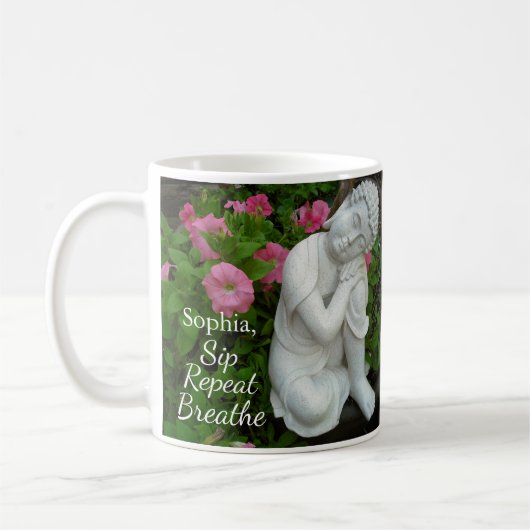 Personalized Sip Breathe Repeat Buddha Zen Name Koffiemok (Links)