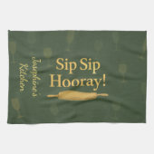 Personalized Sip Sip Hooray Wine Lover Tea Towel Theedoek (Horizontaal)