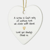 Personalized Sister Gold Heart Keepsake Keramisch Ornament (Links)