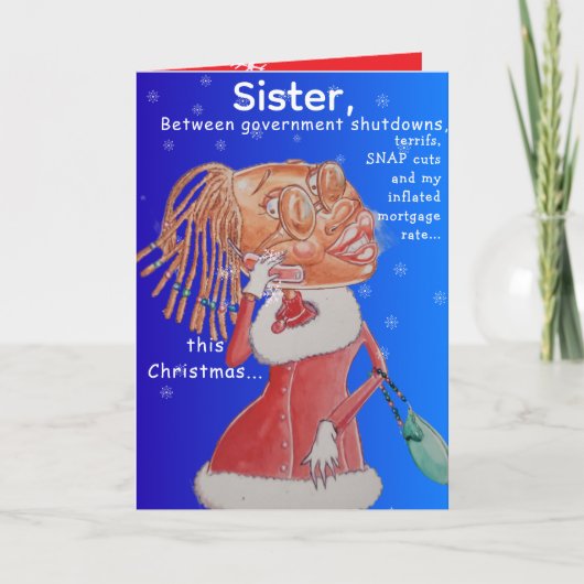 Personalized Sisters Christmas Economics Greeting Kaart (Voorkant)