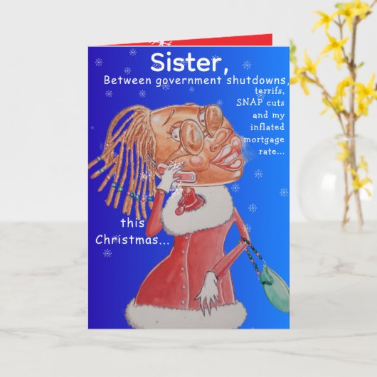 Personalized Sisters Christmas Economics Greeting Kaart (Gele Bloem)