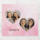 Personalized Sisters Heart-Shaped Photo Label Likeurfles Etiket (Enkel label)